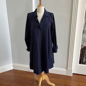 Loose Flowy Button Down Mini Dress Blue Size M